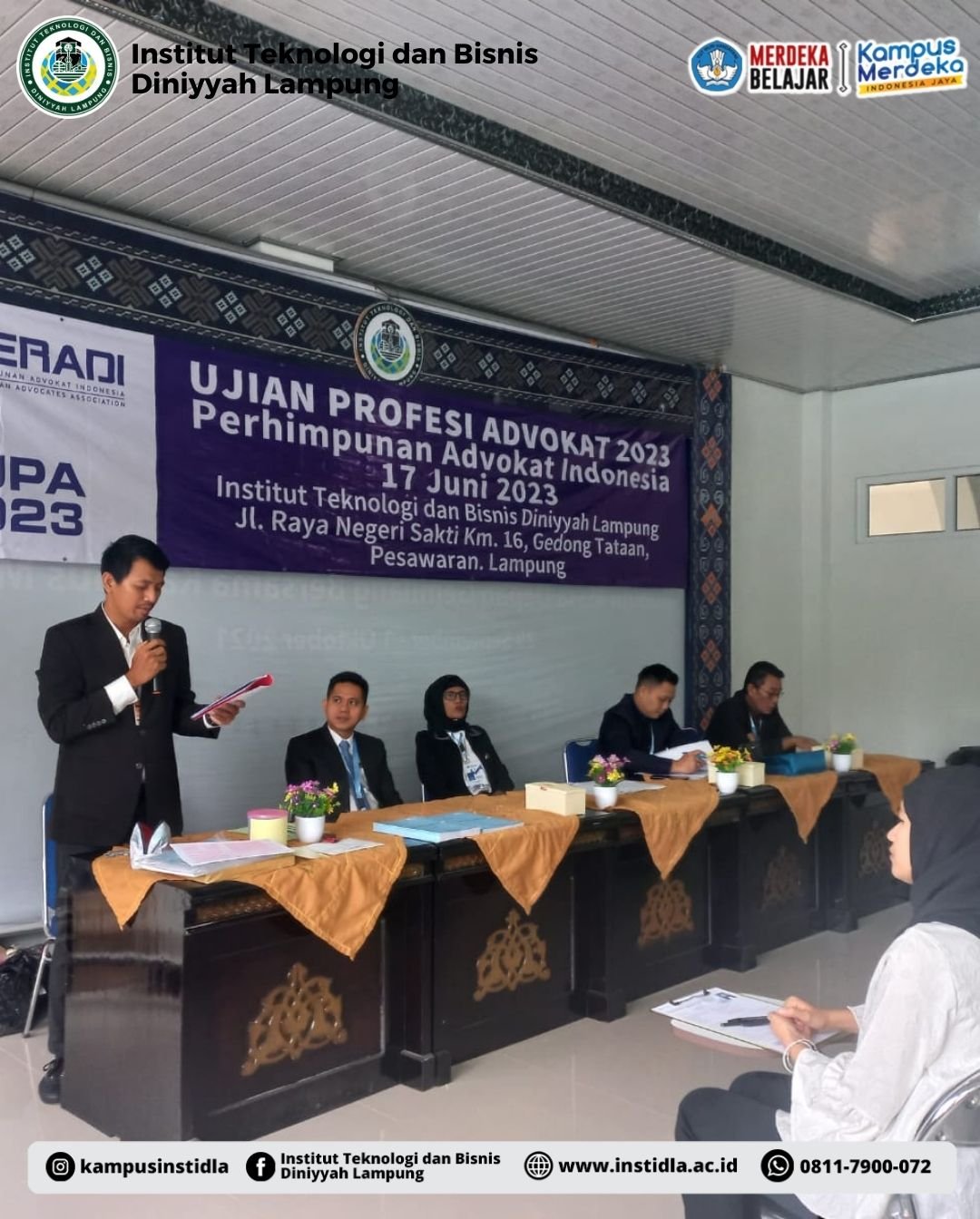 Puluhan Calon Advokat Lampung Ikuti Ujian Profesi di Kampus Institut Teknologi dan Bisnis Diniyyah Lampung