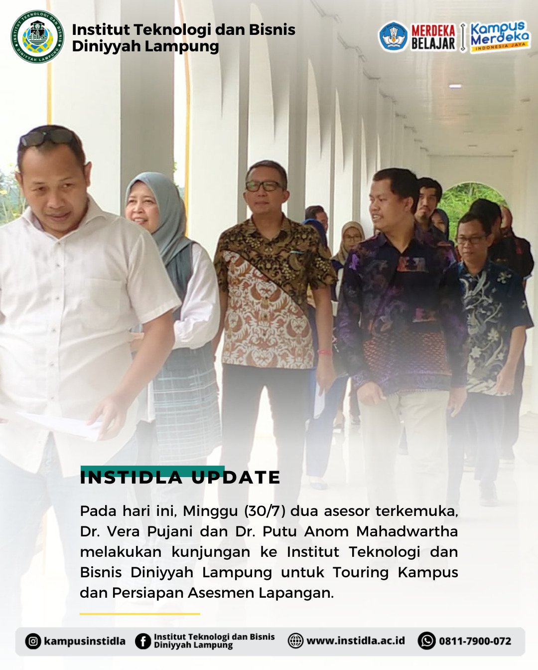 Asesor Berkunjung ke Institut Teknologi dan Bisnis Diniyyah Lampung untuk Touring Kampus dan Persiapan Asesmen Lapangan