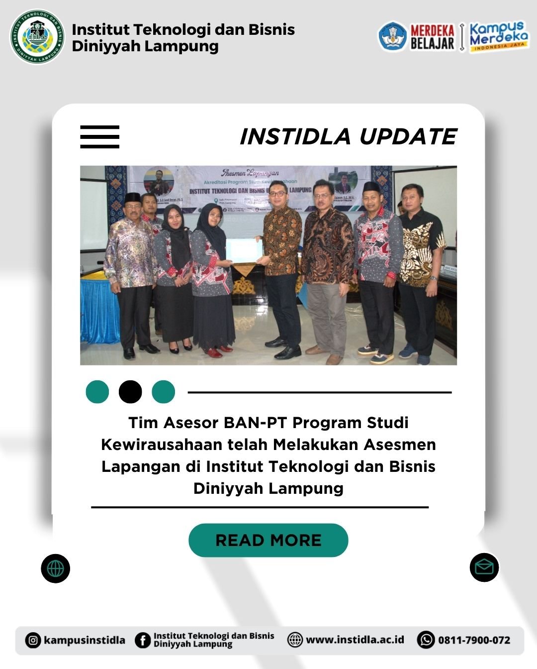 Tim Asesor BAN-PT Program Studi Kewirausahaan telah Melakukan Asesmen Lapangan di Institut Teknologi dan Bisnis Diniyyah Lampung